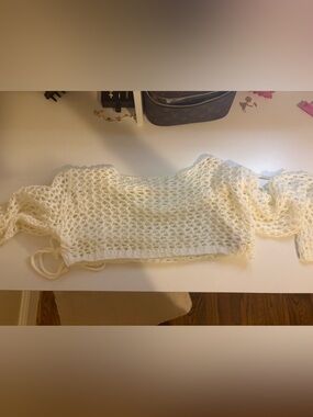 White Crochet Knit Beach Cover-Up